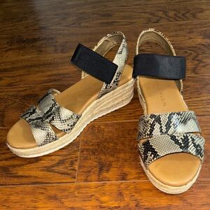 Anne Klein Women’s Snakeskin Heeled Wedge Sandals
